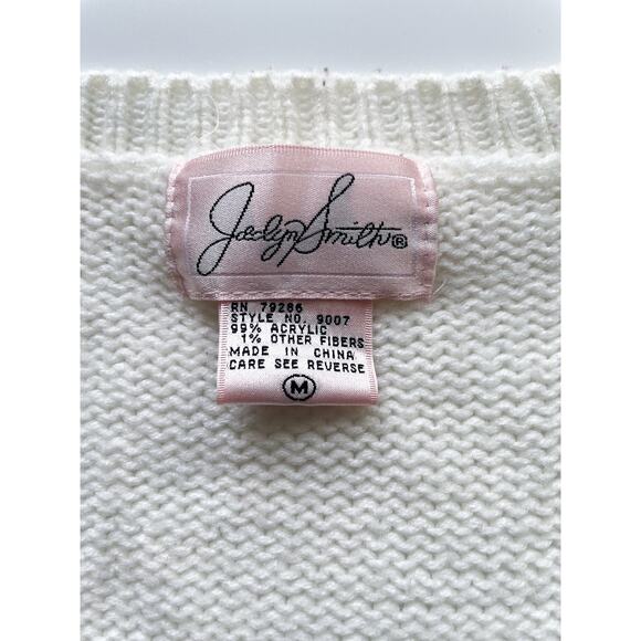 Women's Vintage White Floral Cardigan Sweater Size Medium - Picture 3 of 7